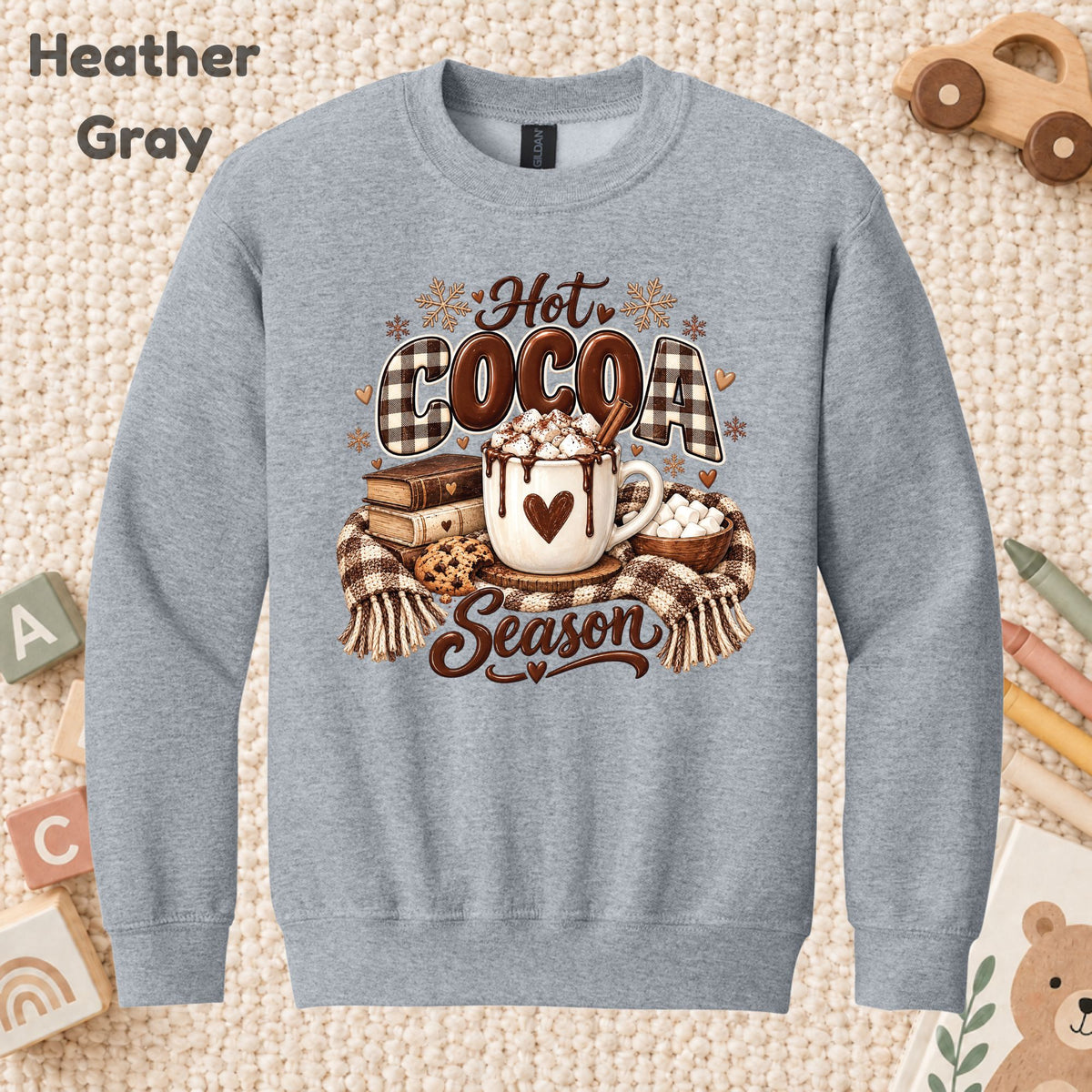 Hot Cocoa Season T-Shirt, Books and Cookies Christmas Tee, Cozy Winter Sweatshirt