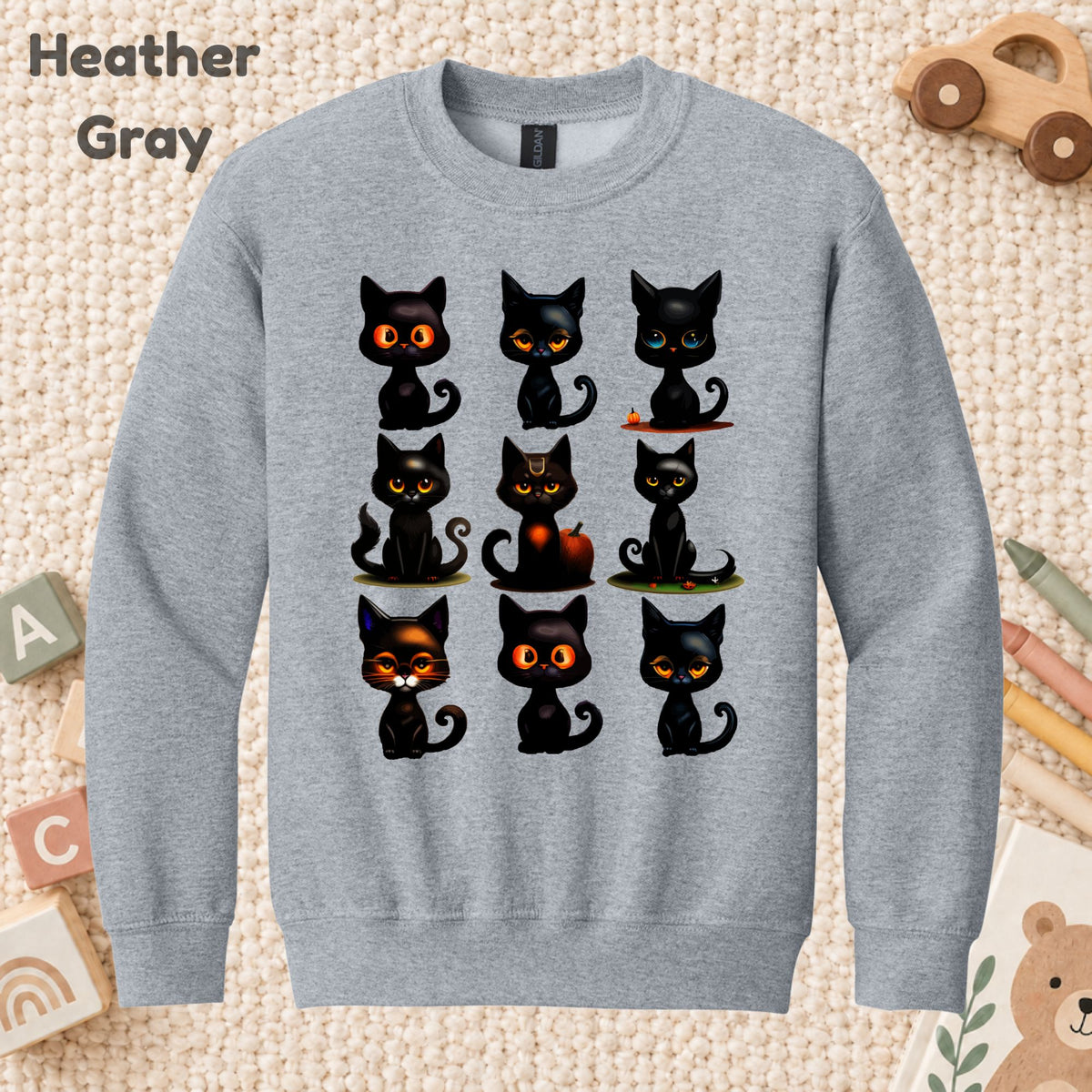 Black Cat Halloween T-Shirt, Cute Kitten Spooky Season Graphic Tee for Toddler and Kids