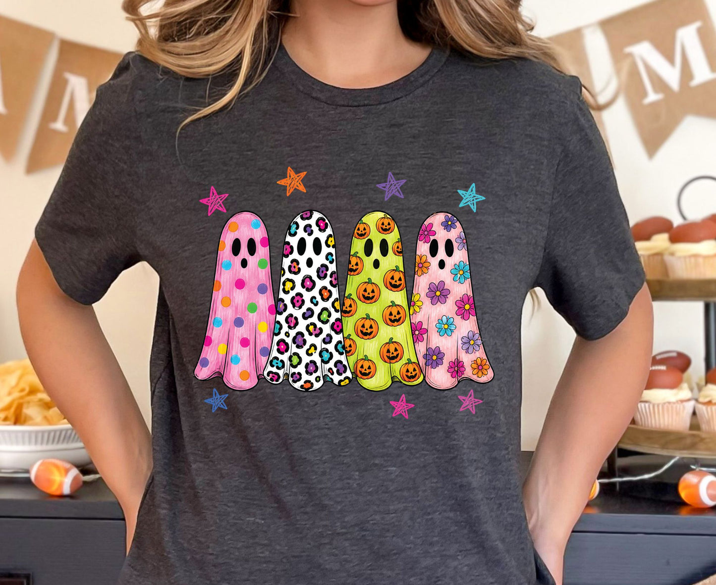 Halloween Premade DTF Transfer Ready to Press Holiday Season Spooky Ghost Heat Transfer For Shirts Halloween iron on Transfer Designs