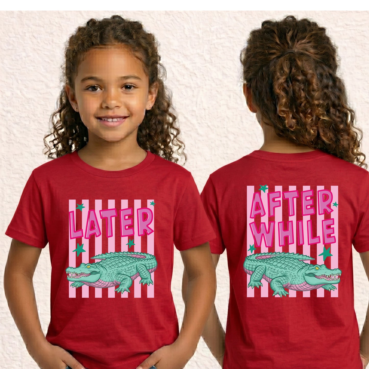 Later Gator Alligator Summer T Shirt After A While Crocodile Summer Vacation Tees Front Back Print Funny Graphic Beach Trip Shirts