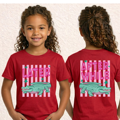 Later Gator Alligator Summer T Shirt After A While Crocodile Summer Vacation Tees Front Back Print Funny Graphic Beach Trip Shirts
