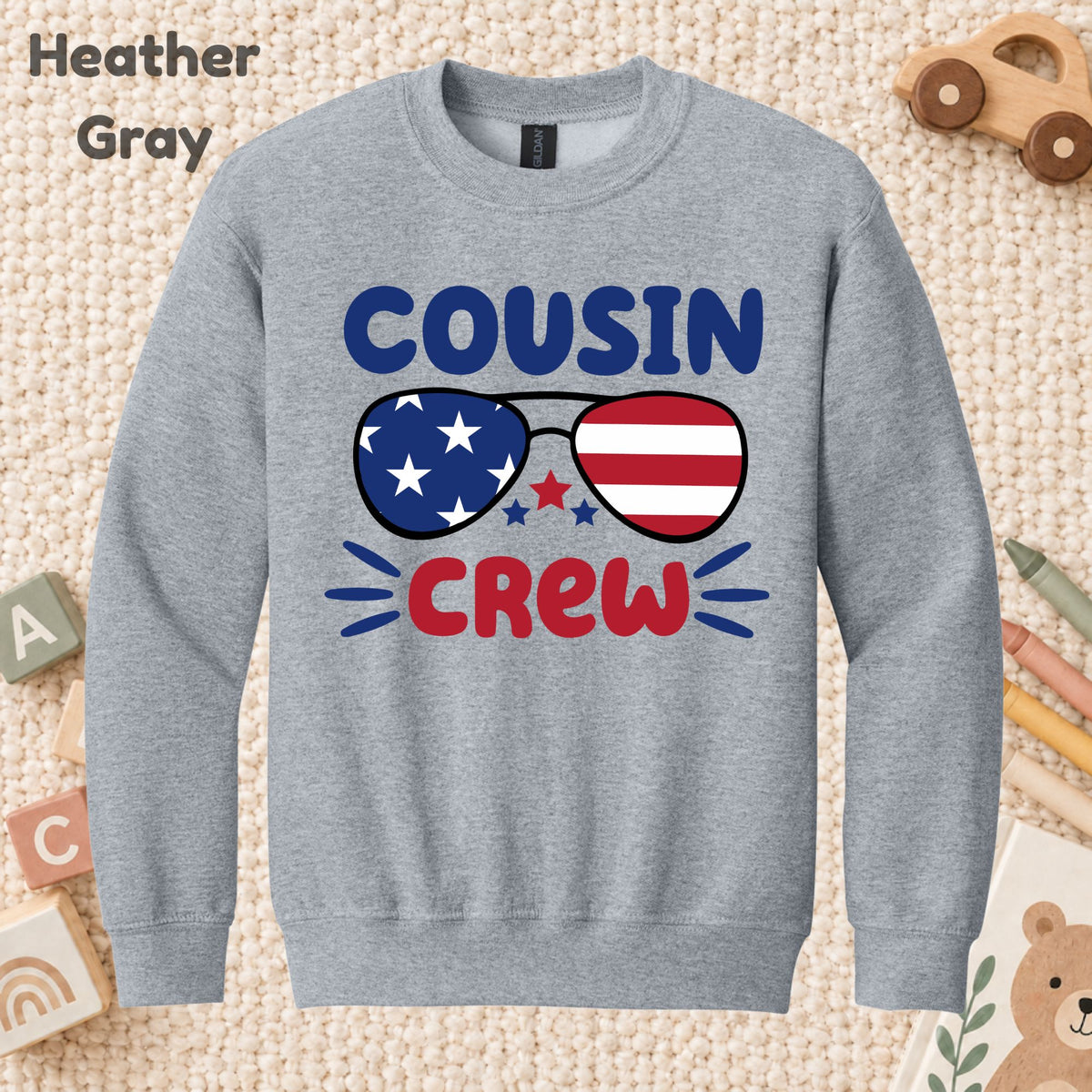 Cousin Crew T-Shirt, Patriotic USA Sunglasses Tee for Toddler and Kids