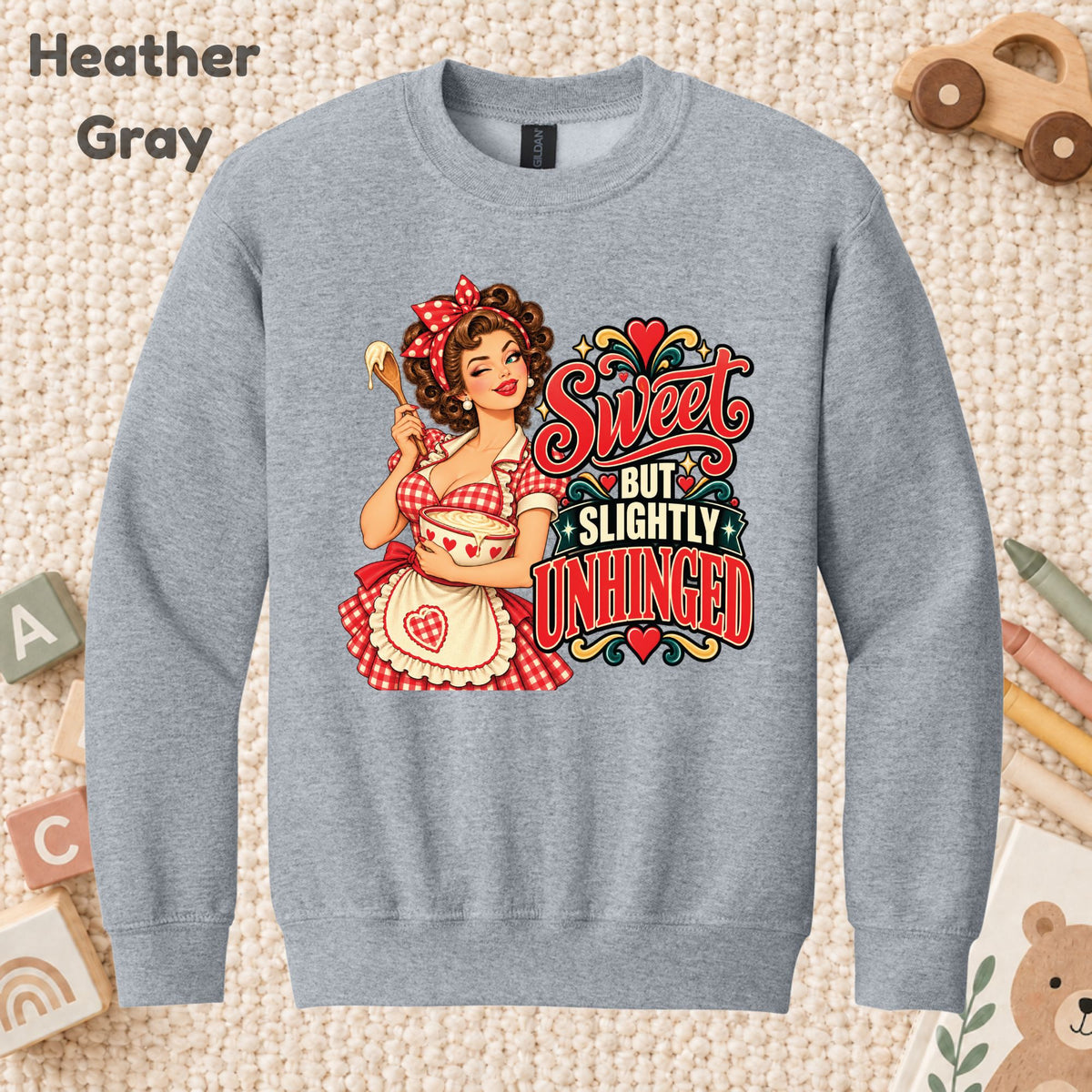 Retro Pinup Girl T-Shirt, Sweet but Slightly Unhinged Baking Graphic Tee, Vintage Baker Shirt