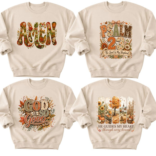 Christian Floral Sweatshirt, Fall Faith T Shirts, Amen Bible Verse Tees