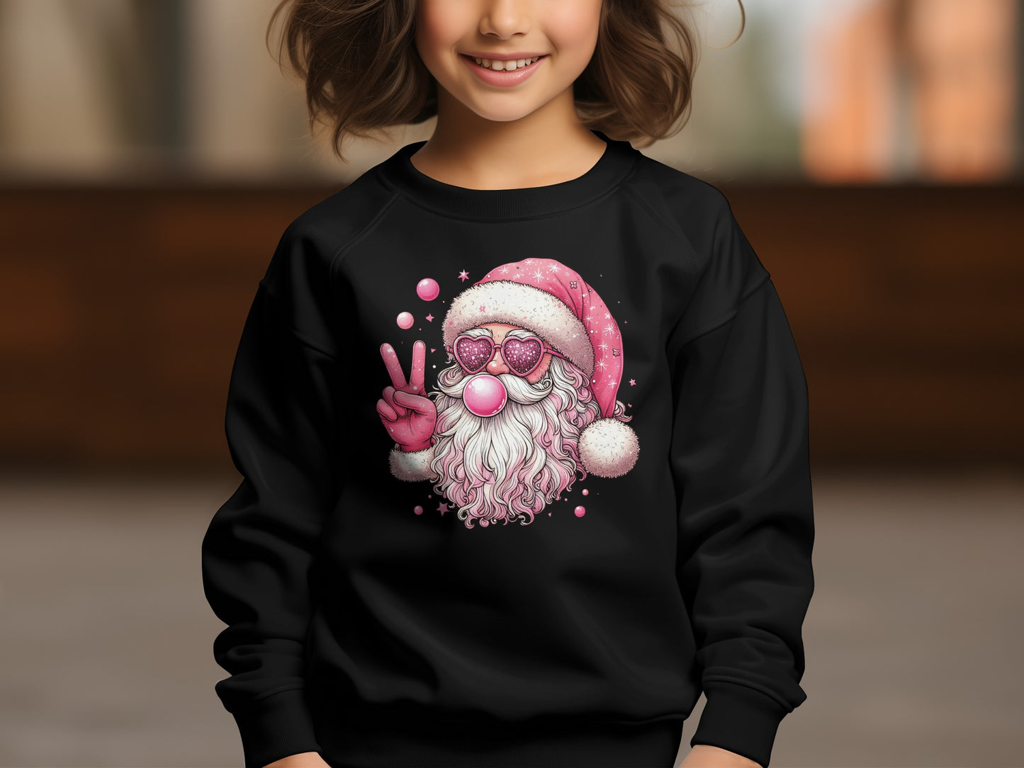 Santa Claus with Sunglasses Peace Sign Sweatshirt