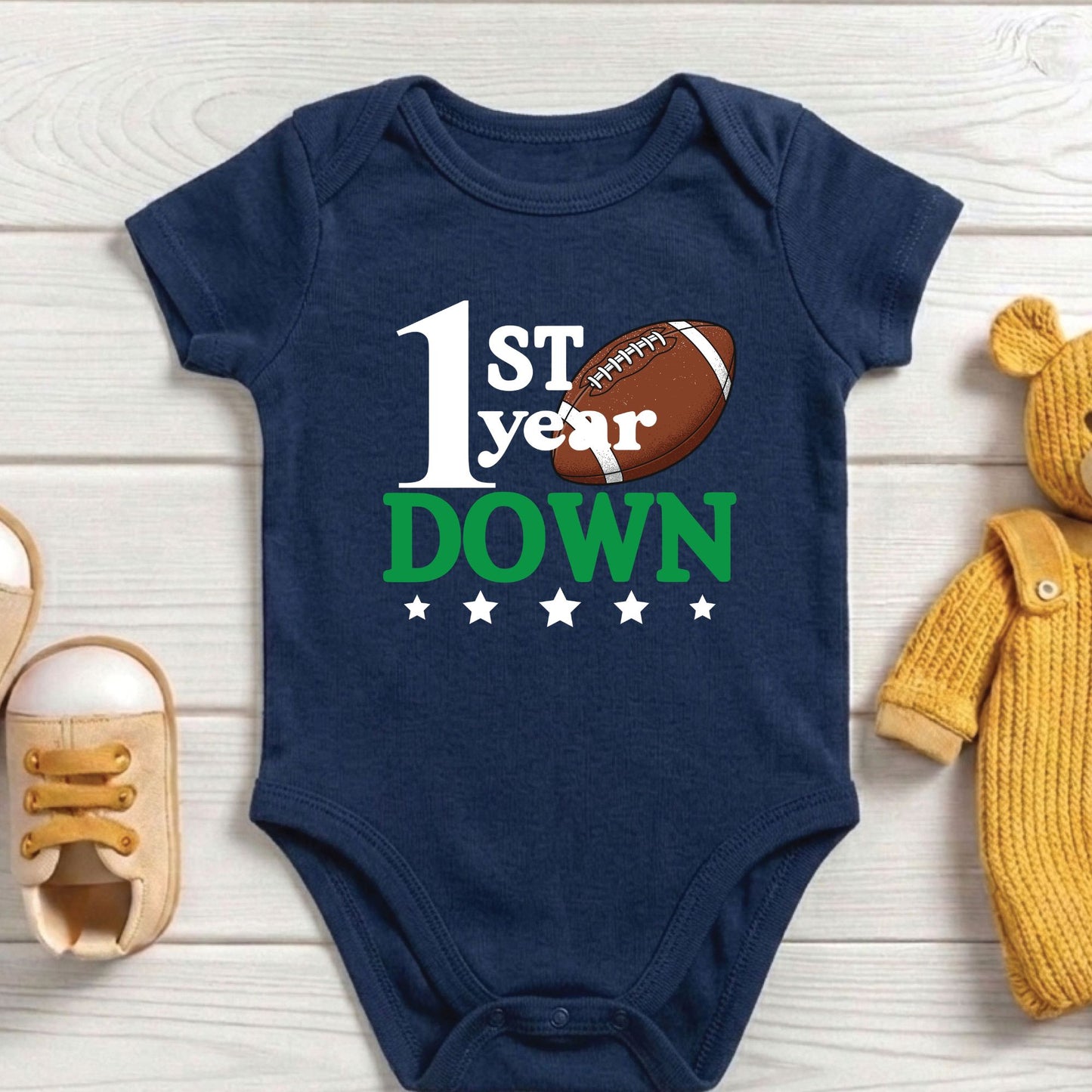 1st Birthday Baby Bodysuit 1st Year Down Birthday Shirts Game Day Toddler Tees First Birthday Baby Tshirts