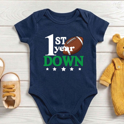 1st Birthday Baby Bodysuit 1st Year Down Birthday Shirts Game Day Toddler Tees First Birthday Baby Tshirts