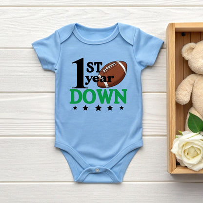1st Birthday Baby Bodysuit 1st Year Down Birthday Shirts Game Day Toddler Tees First Birthday Baby Tshirts