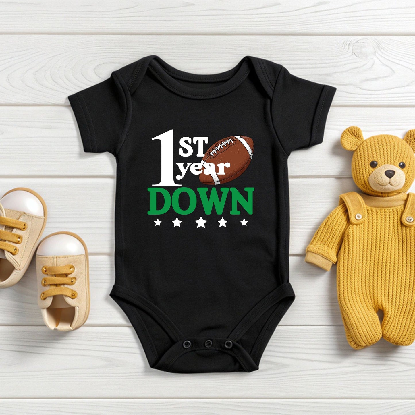 1st Birthday Baby Bodysuit 1st Year Down Birthday Shirts Game Day Toddler Tees First Birthday Baby Tshirts