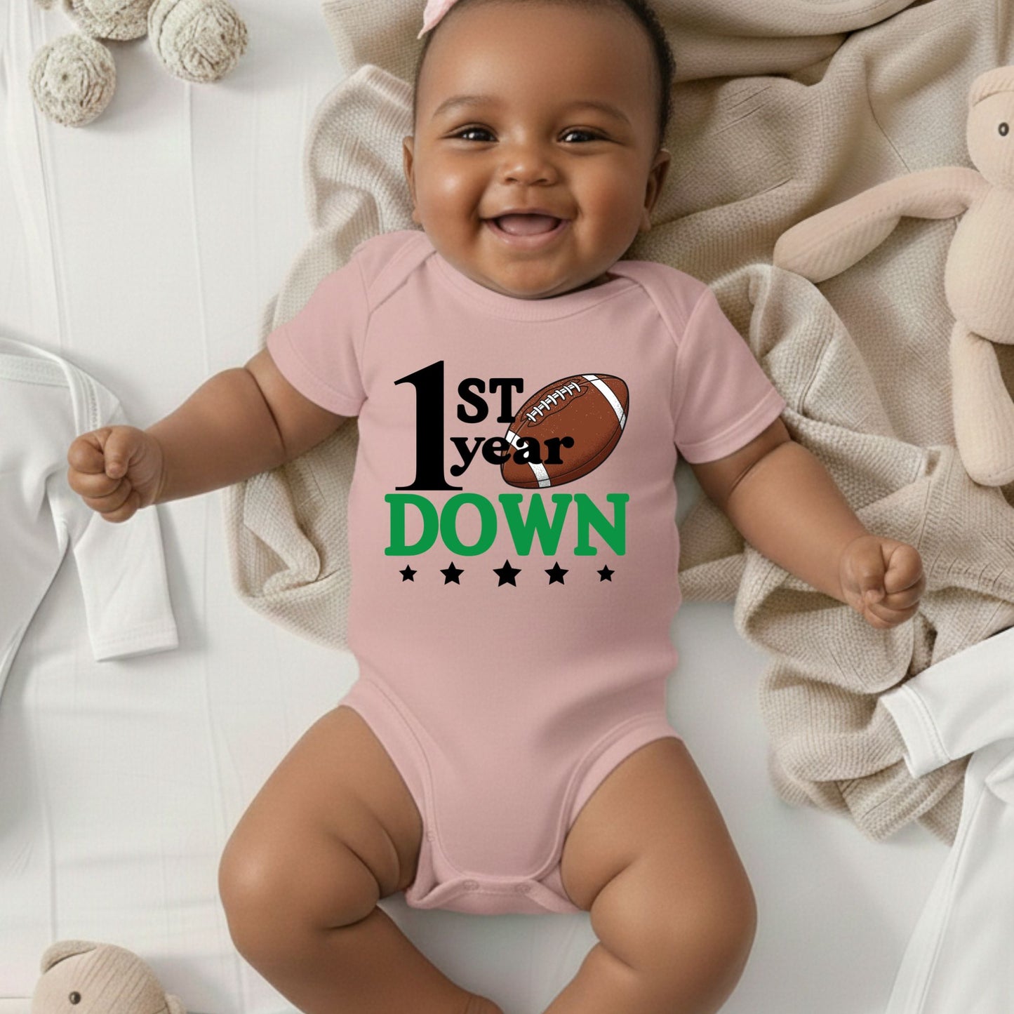 1st Birthday Baby Bodysuit 1st Year Down Birthday Shirts Game Day Toddler Tees First Birthday Baby Tshirts