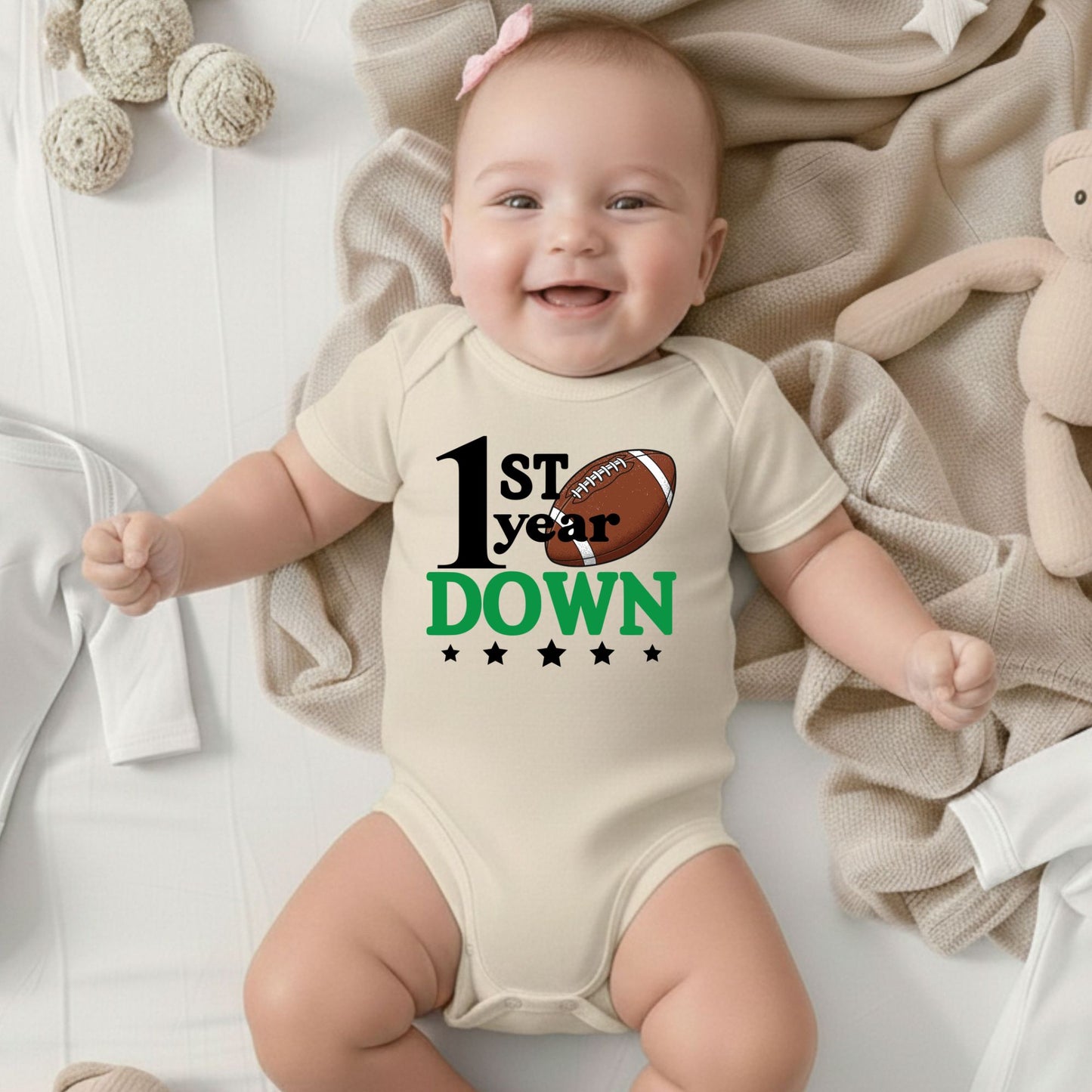 1st Birthday Baby Bodysuit 1st Year Down Birthday Shirts Game Day Toddler Tees First Birthday Baby Tshirts