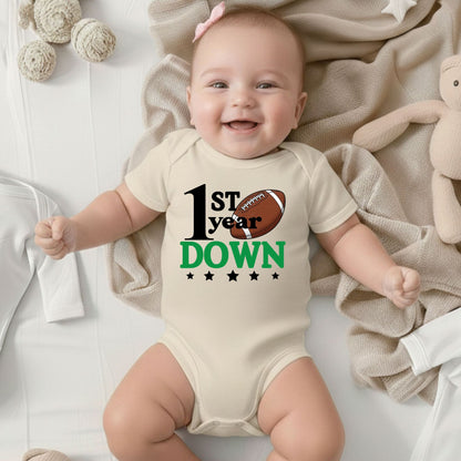 1st Birthday Baby Bodysuit 1st Year Down Birthday Shirts Game Day Toddler Tees First Birthday Baby Tshirts