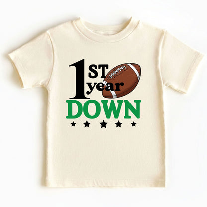 1st Birthday Baby Bodysuit 1st Year Down Birthday Shirts Game Day Toddler Tees First Birthday Baby Tshirts