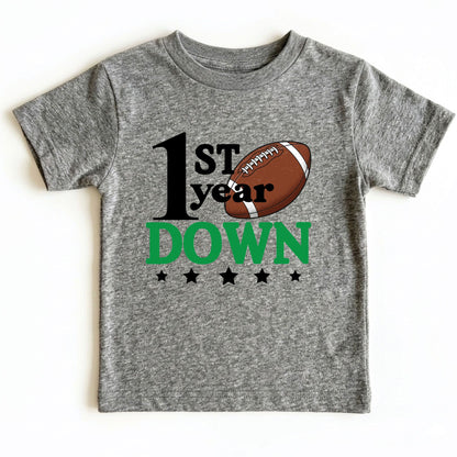 1st Birthday Baby Bodysuit 1st Year Down Birthday Shirts Game Day Toddler Tees First Birthday Baby Tshirts