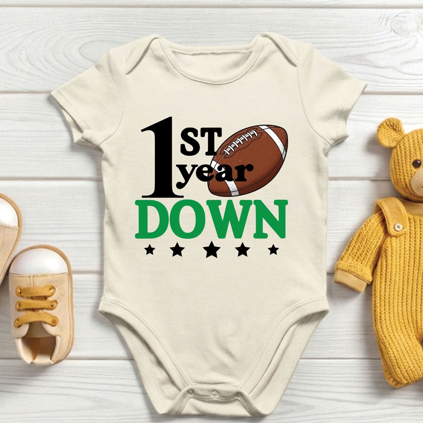 1st Birthday Baby Bodysuit 1st Year Down Birthday Shirts Game Day Toddler Tees First Birthday Baby Tshirts