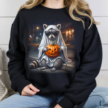 Halloween Ghost Raccoon T-Shirt, Pumpkin Trash Panda Spooky Vintage Tee