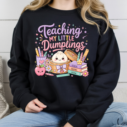 Teaching My Little Dumplings Teacher T-Shirt, Cute Pastel Kawaii School Life Tee