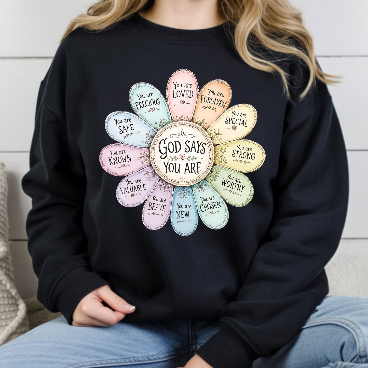 God Says You Are a Flower Christian Faith T-Shirt, Affirmation Petals Religious Quote Tee