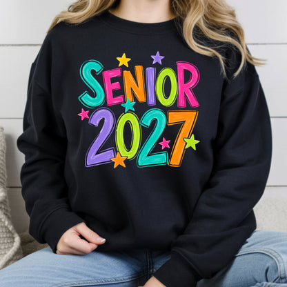 Senior 2027 Colorful Stars T-Shirt, High School Class of 2027 Graduation Tee
