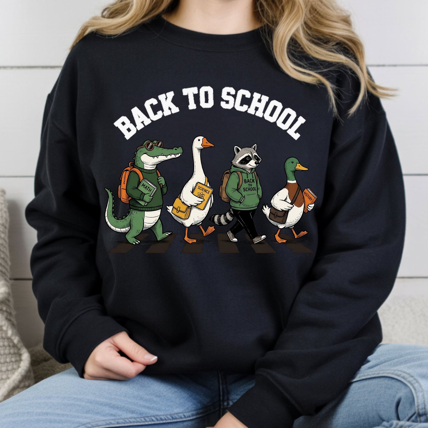 Back to School Animal T-Shirt, Abbey Road Alligator Goose Raccoon Duck Tee Sweatshirt