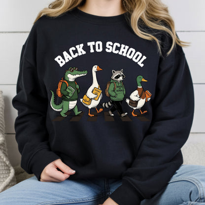 Back to School Animal T-Shirt, Abbey Road Alligator Goose Raccoon Duck Tee Sweatshirt