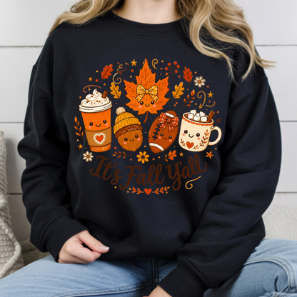 It's Fall Y'all Autumn T-Shirt, Coffee Acorn Football Cute Fall Season Tee