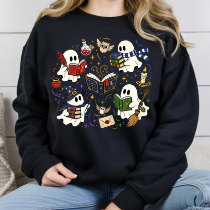 Reading Ghosts Spooky Bookish T-Shirt, Wizard Academy Halloween Comfort Color Tee