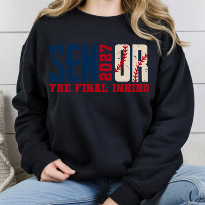 Senior Baseball 2027 The Final Inning T-Shirt, Class of 2027 Distressed Stitches Graduation Tee