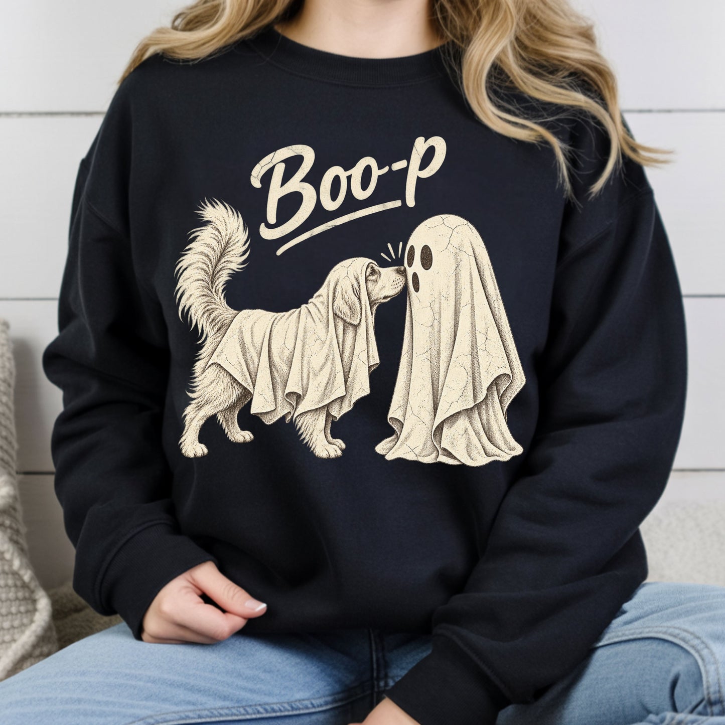 Halloween Dog Ghost Boop T-Shirt, Cute Spooky Season Golden Retriever Dog Lover Tee