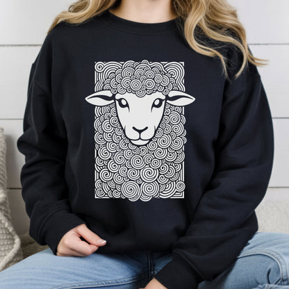 Cute Sheep Swirls Comfort Colors T Shirt Cartoon Sheep Graphic Sweatshirt Faith Based Easter Character Gift Shirts