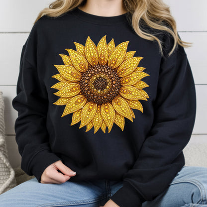 Sunflower Yellow Beaded Floral T-Shirt, Summer Fall Flower Tee