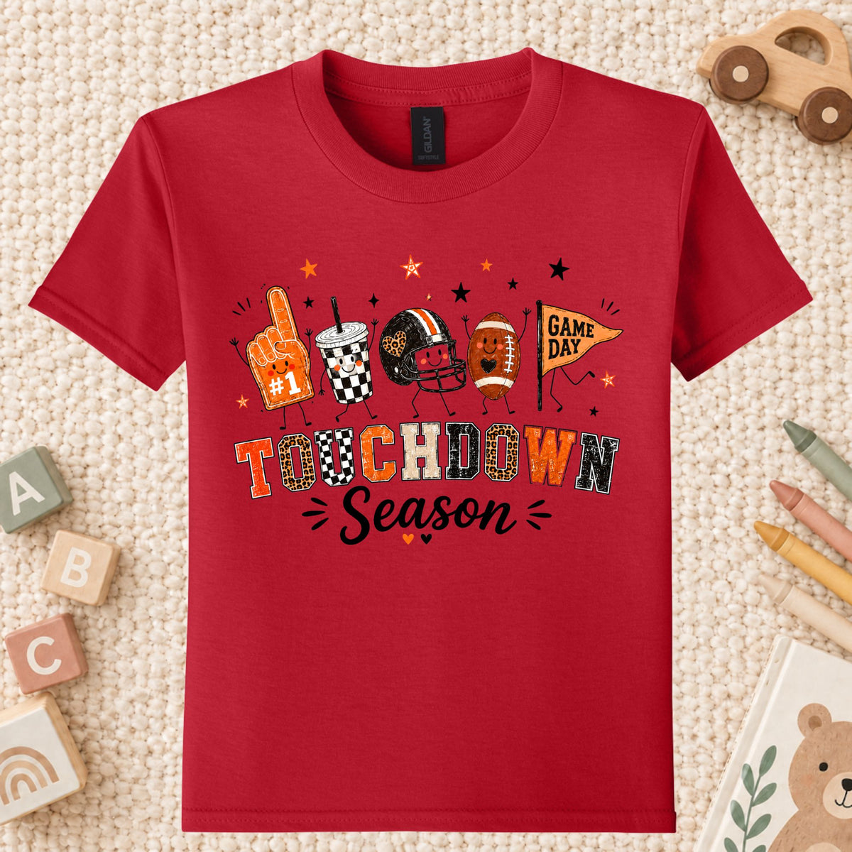Touchdown Season Football T-Shirt, Game Day Fall Tee for Toddler and Kids