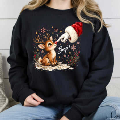 Christmas Reindeer Santa Boop Rudolph T-Shirt, Cute Baby Deer Holiday Tee