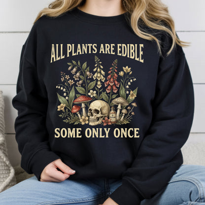 All Plants Are Edible Skull Wildflowers T-Shirt, Sarcastic Mushroom Botanical Comfort Color Tee