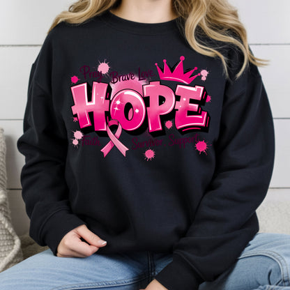 Breast Cancer Hope Pink Ribbon T-Shirt, Survivor Awareness Support Comfort Color Tee