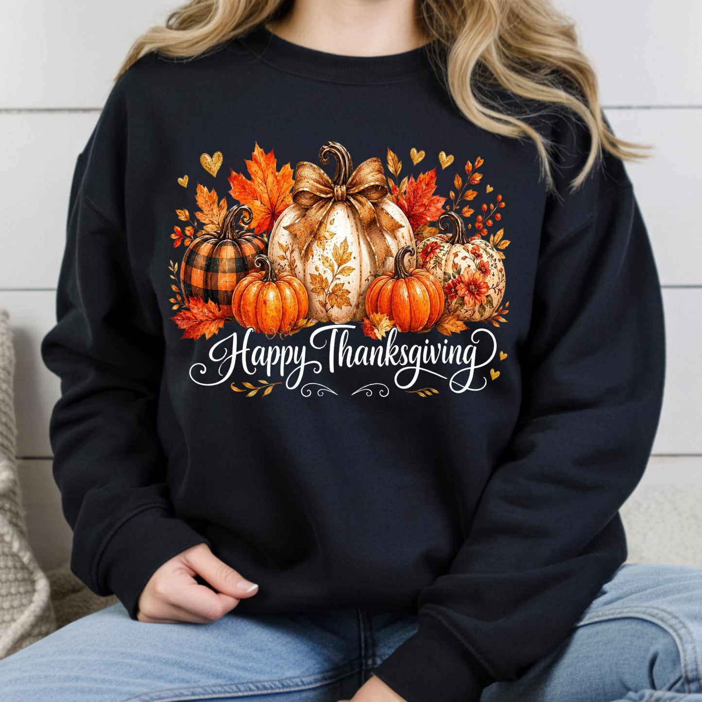 Happy Thanksgiving Fall Leaves Pumpkins Retro Autumn T-Shirt, Thanksgiving Tee