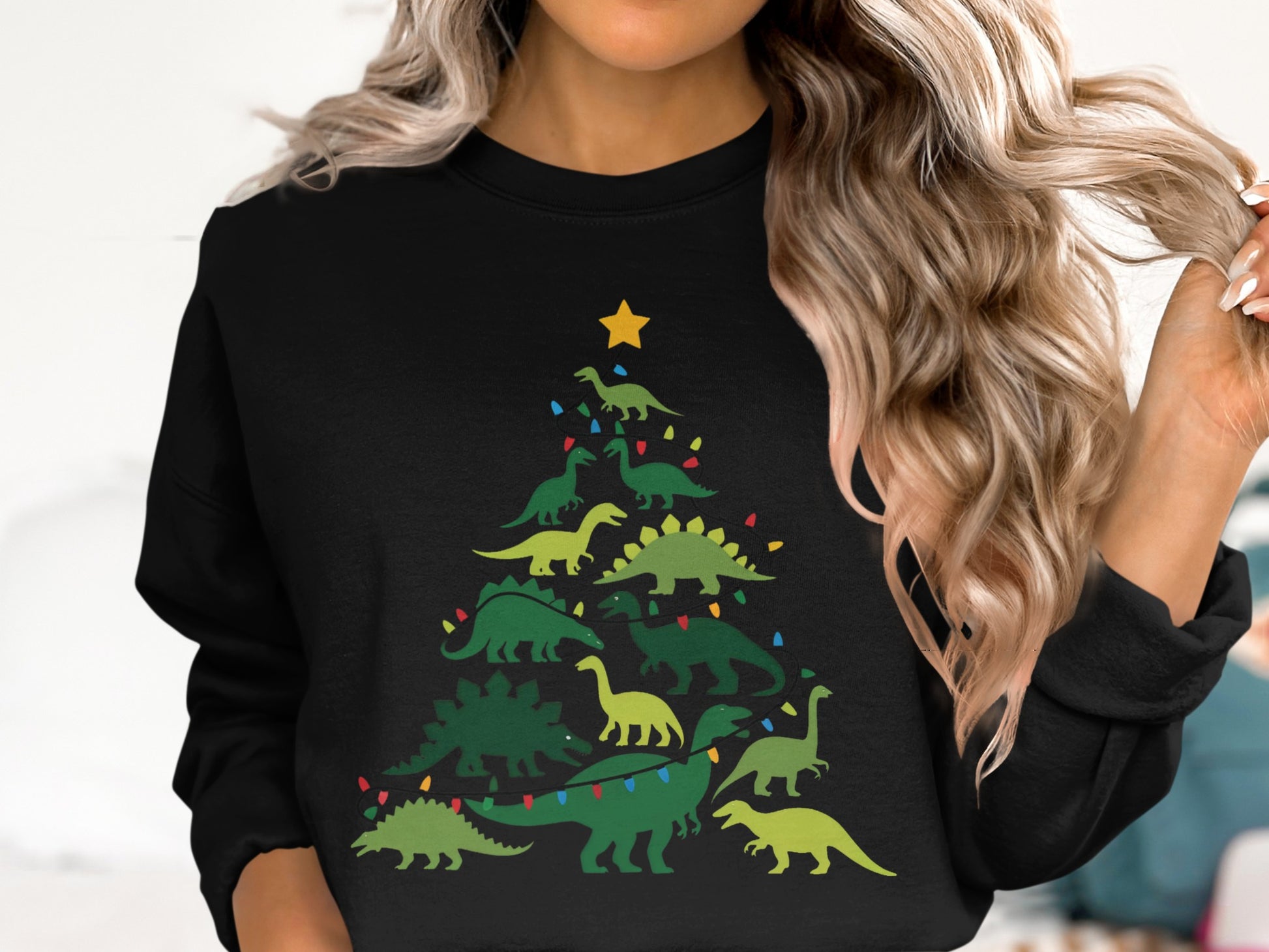 Dinosaur Christmas Tree Graphic Sweatshirt