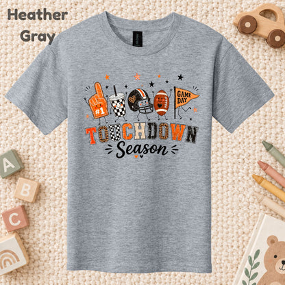 Touchdown Season Football T-Shirt, Game Day Fall Tee for Toddler and Kids