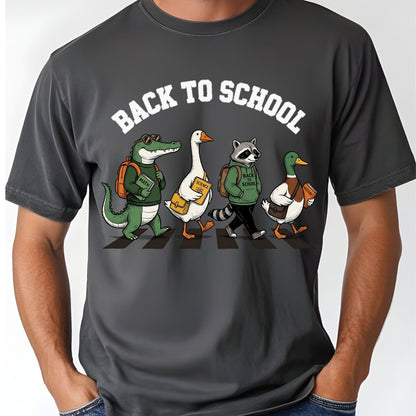 Back to School Animal T-Shirt, Abbey Road Alligator Goose Raccoon Duck Tee Sweatshirt