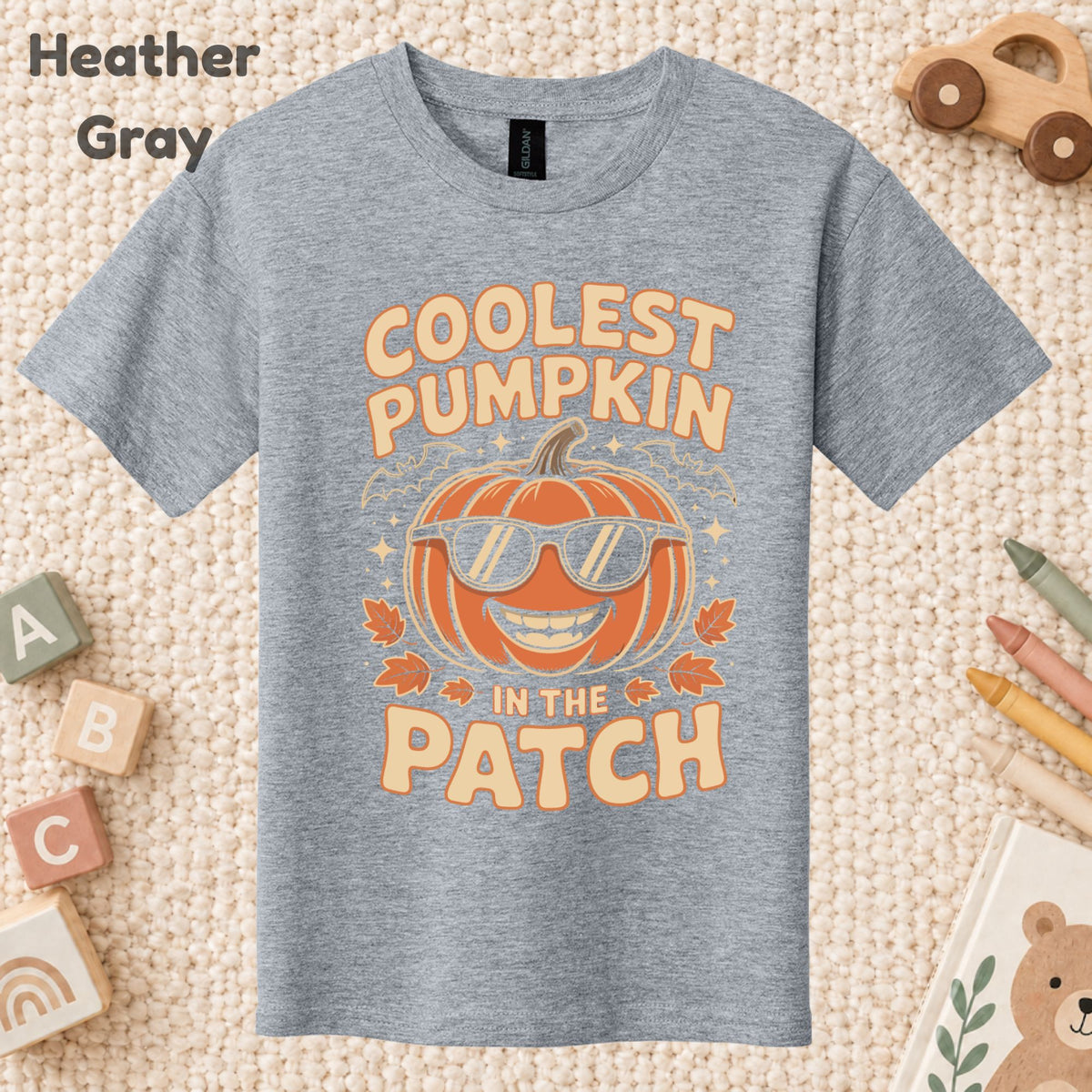 Coolest Pumpkin in the Patch T-Shirt, Retro Halloween Sunglasses Fall Season Tee for Toddler and Kids