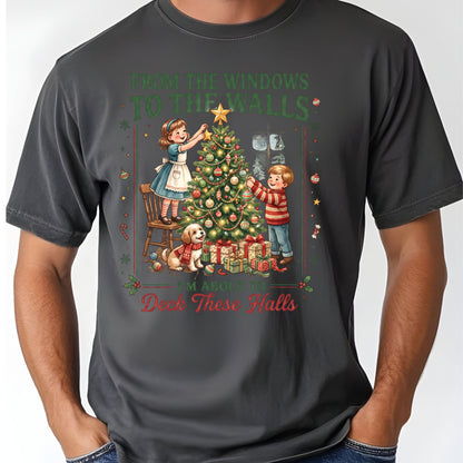 From the Windows to the Walls Christmas Tree T-Shirt, Funny Vintage Holiday Tee