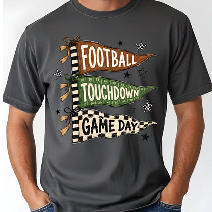 Football Game Day Pennants T-Shirt, Touchdown Flags Stars Sports Comfort Color Tee