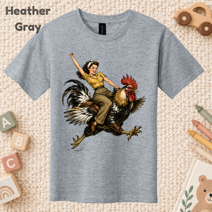 Vintage Woman Riding Rooster T-Shirt, Funny Country Farmhouse Chicken Graphic Tees
