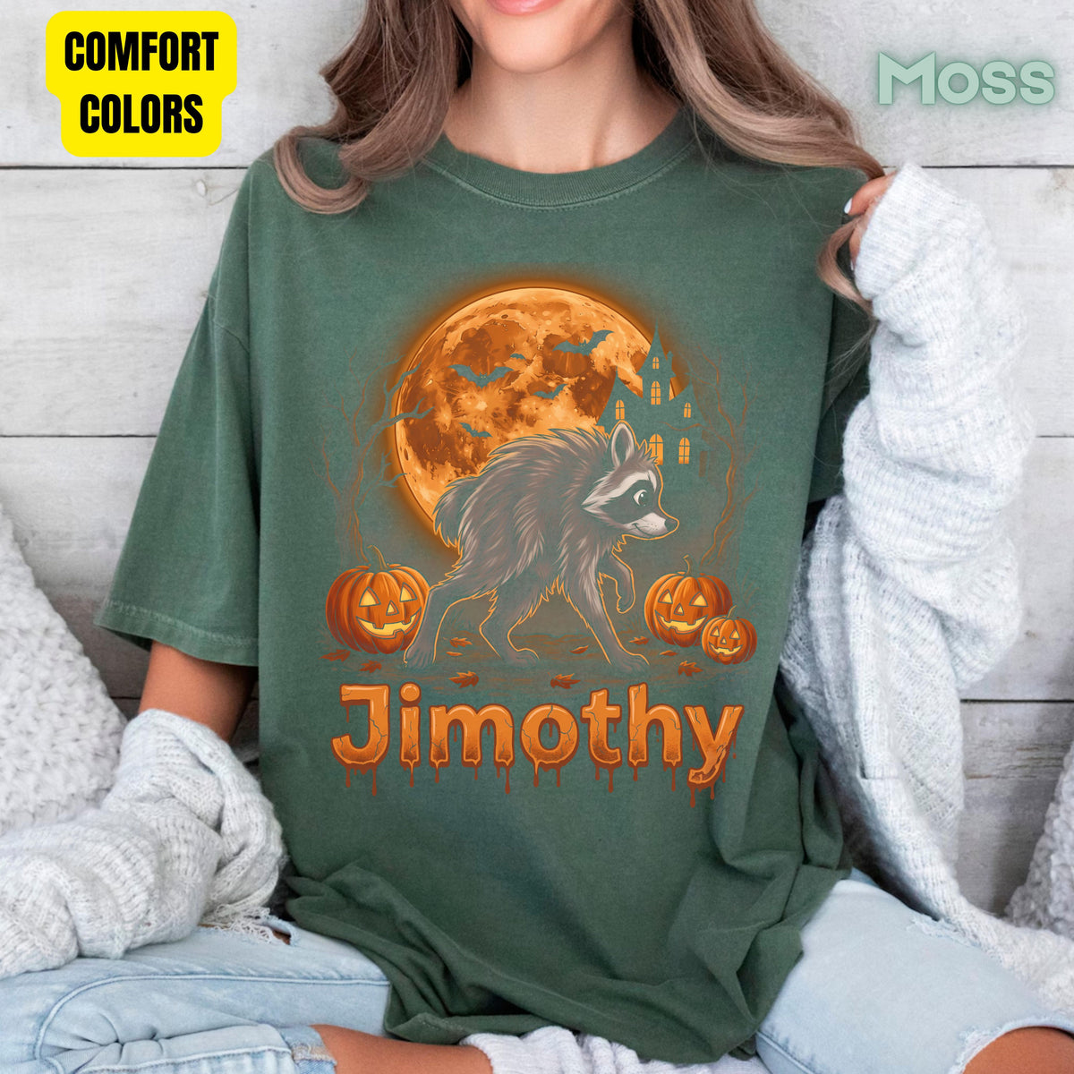 Halloween Jimothy Werewolf T-Shirt, Spooky Moon Pumpkin Horror Tee