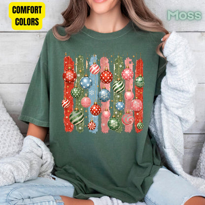 Christmas Ornaments DTF Transfers, Colorful Paint Strokes Holiday Baubles Festive Ready to Press