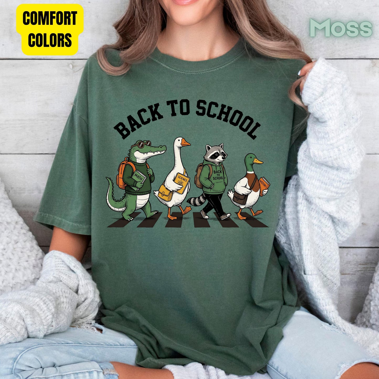 Back to School Animal T-Shirt, Abbey Road Alligator Goose Raccoon Duck Tee Sweatshirt