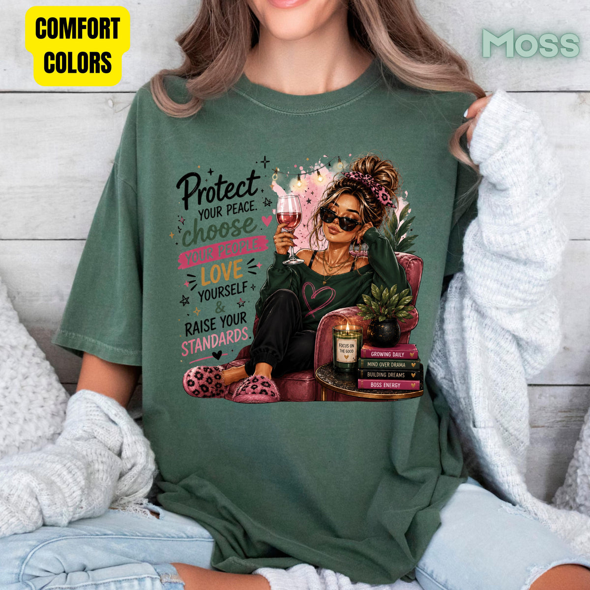 Inspirational Self Care Girl Protect Your Peace T-Shirt, Love Yourself Wine Woman Quote Tee