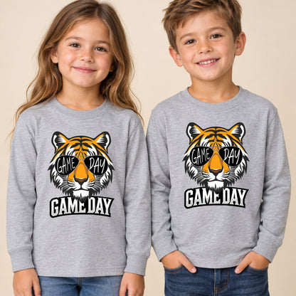 Game Day Tiger Mascot T-Shirt, Football Sports Sunglasses Team Spirit Tee for Toddler and Kids