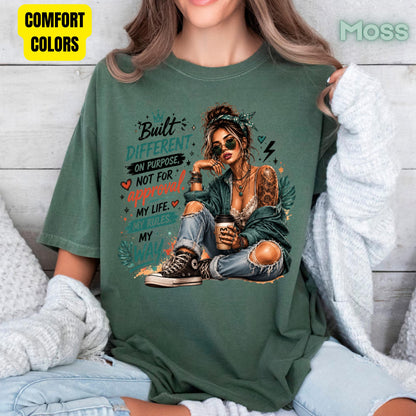 Built Different On Purpose Tattooed Girl T-Shirt, Coffee My Life My Rules Tee