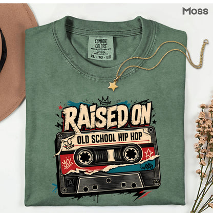 Vintage Cassette Tape Raised on Old School T-Shirt, Hip Hop Retro Music Graffiti Crown Tee